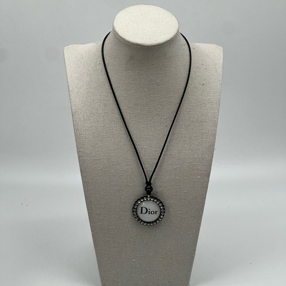 Handmade Jewelry - Repurposed Dior Charms on Black Leather Rope